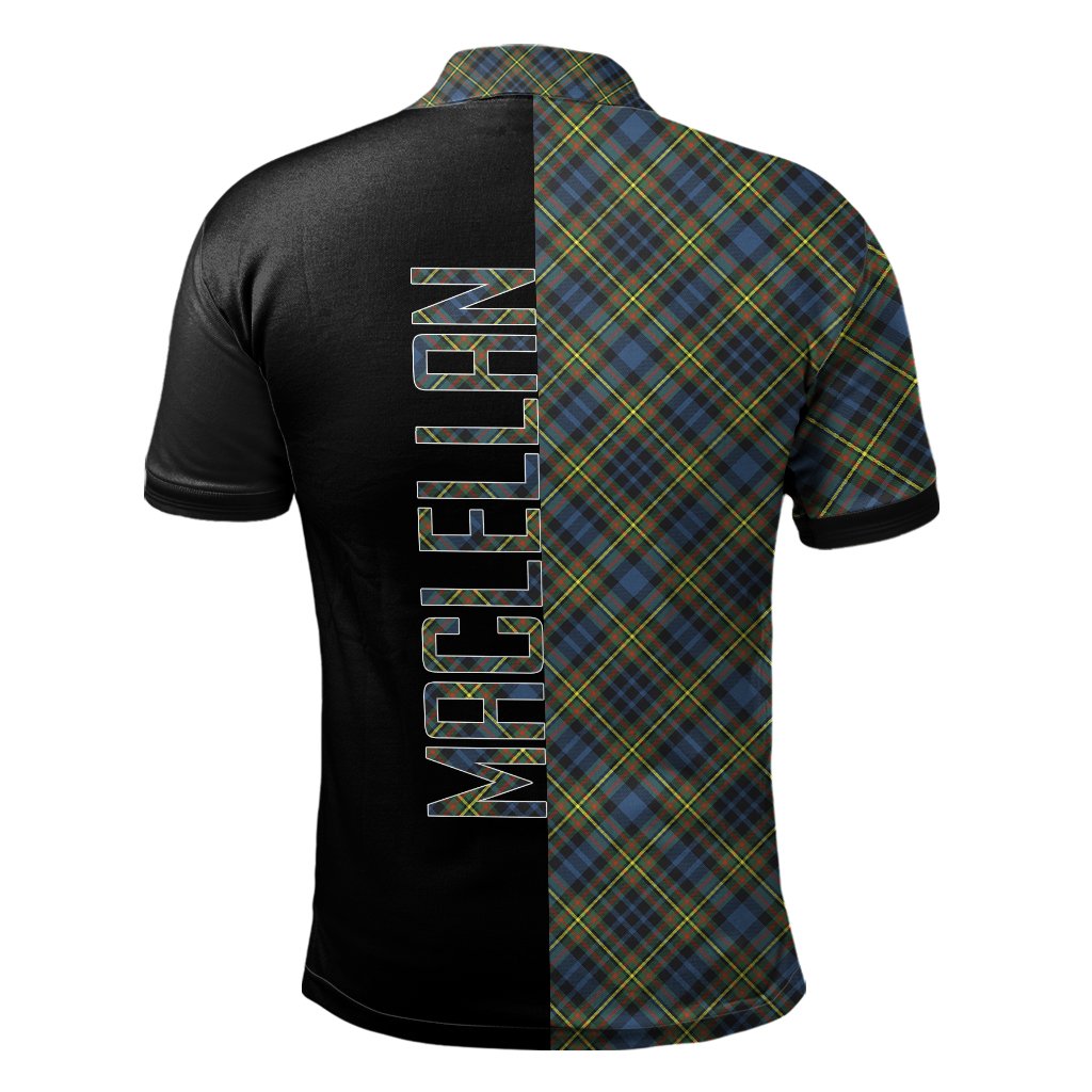 MacLellan Ancient Tartan Polo Shirt Half of Me - Cross Style