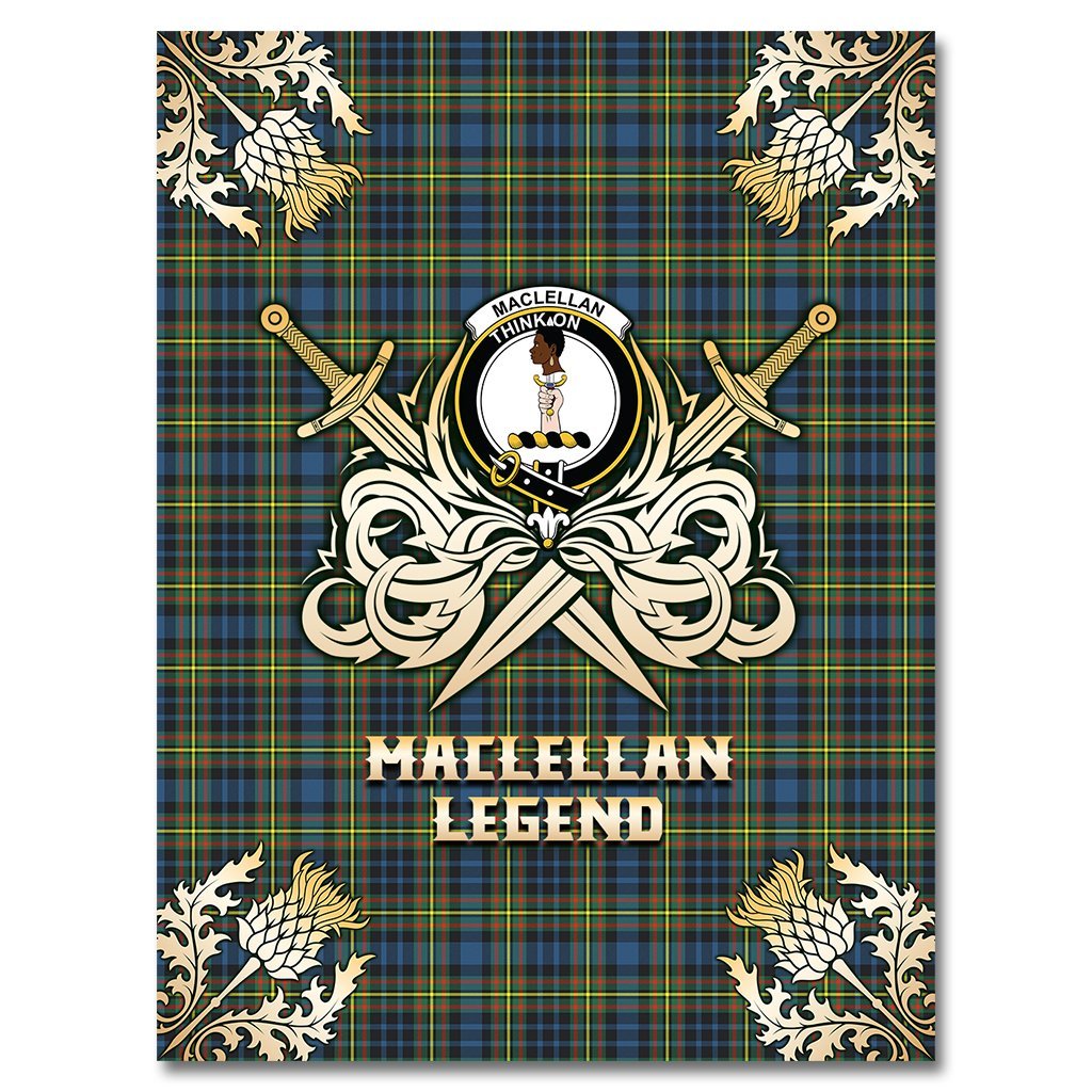 MacLellan Ancient Tartan Gold Courage Symbol Blanket