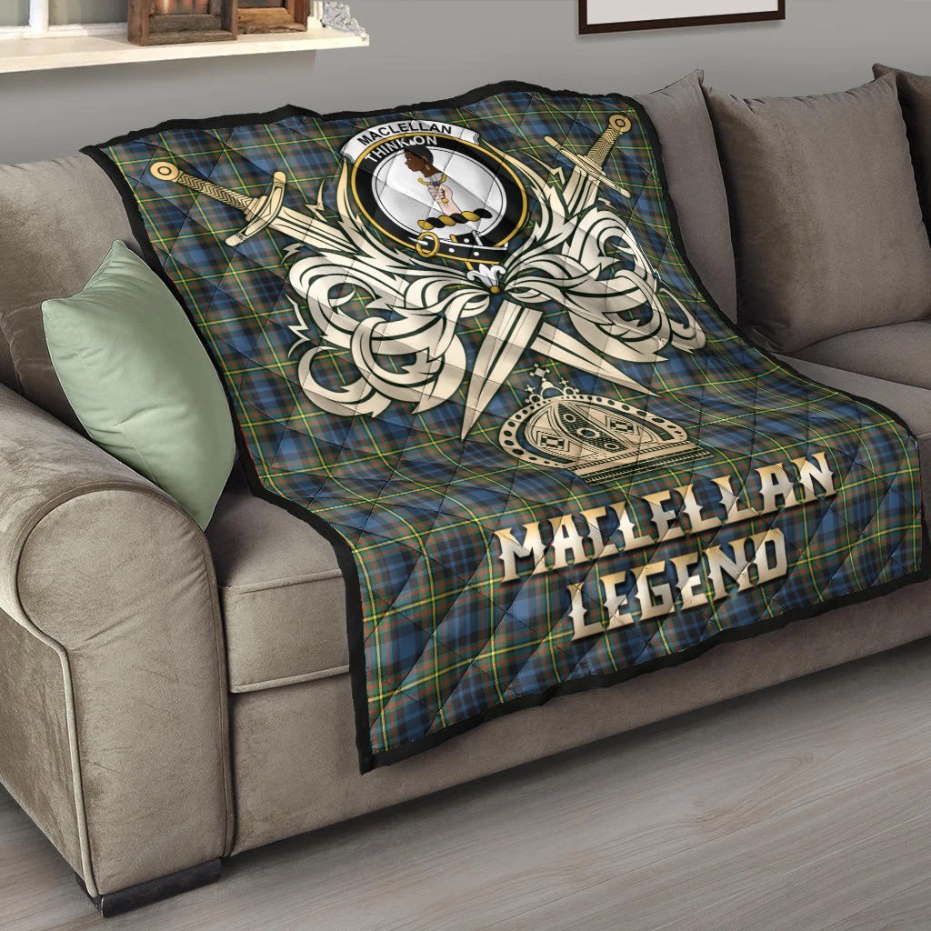 MacLellan Ancient Tartan Crest Legend Gold Royal Premium Quilt