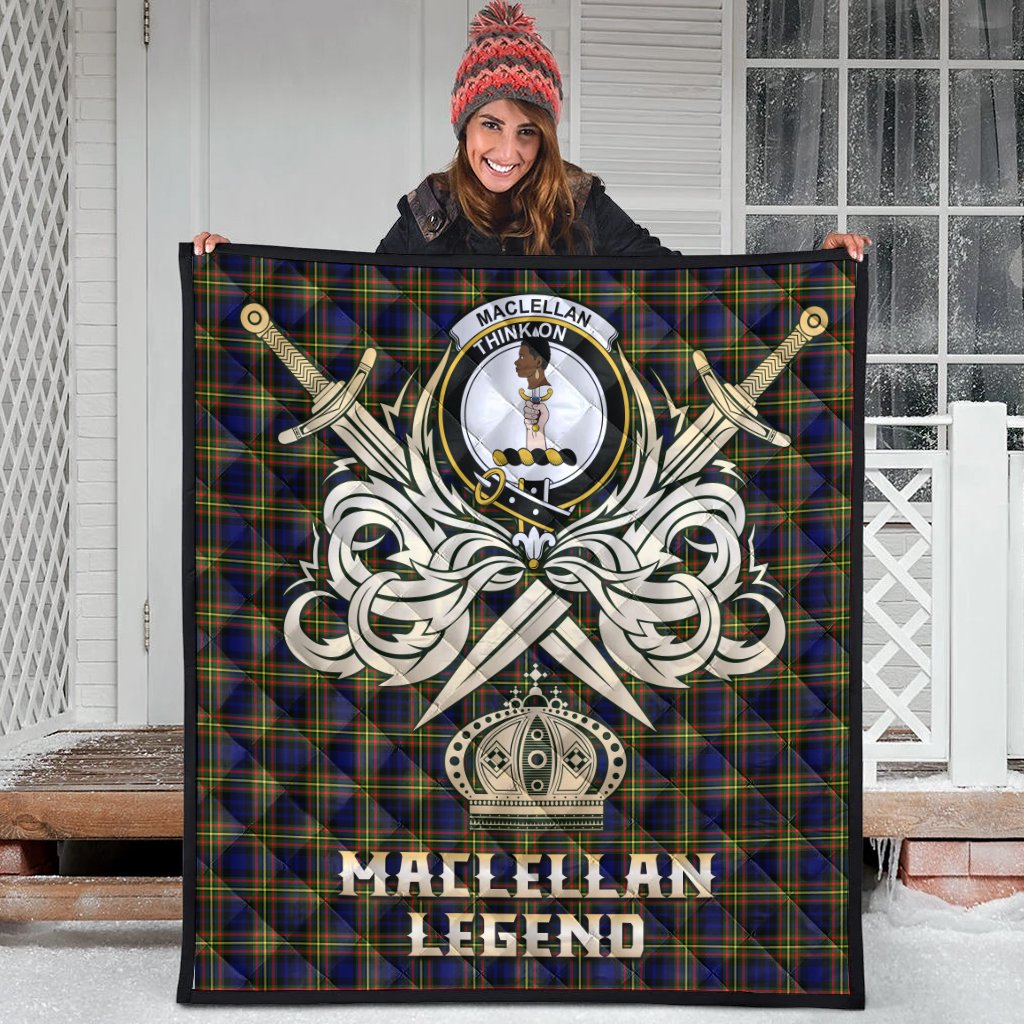 MacLellan Modern Tartan Crest Legend Gold Royal Premium Quilt