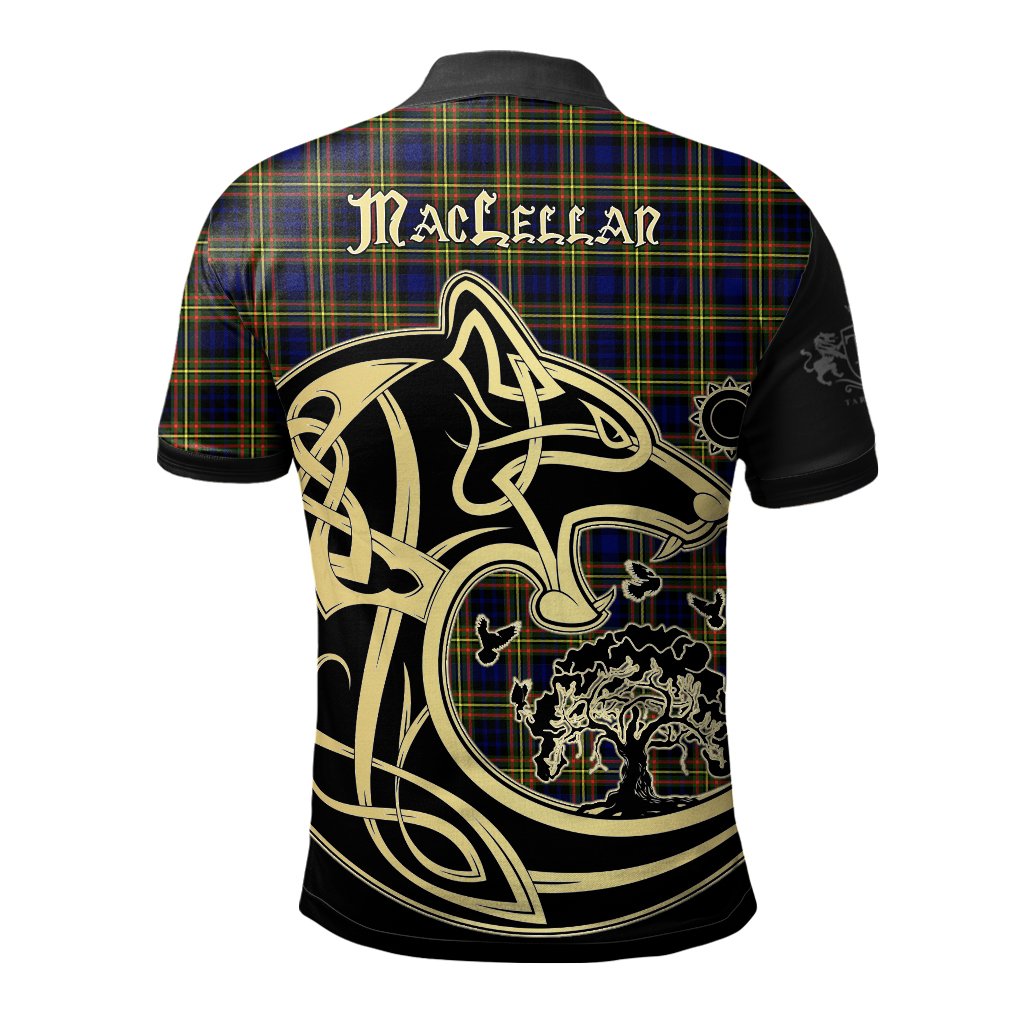 MacLellan Modern Tartan Polo Shirt Viking Wolf
