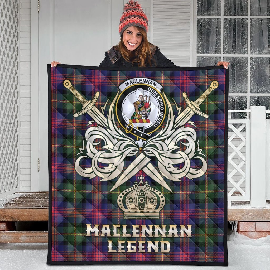 MacLennan Tartan Crest Legend Gold Royal Premium Quilt