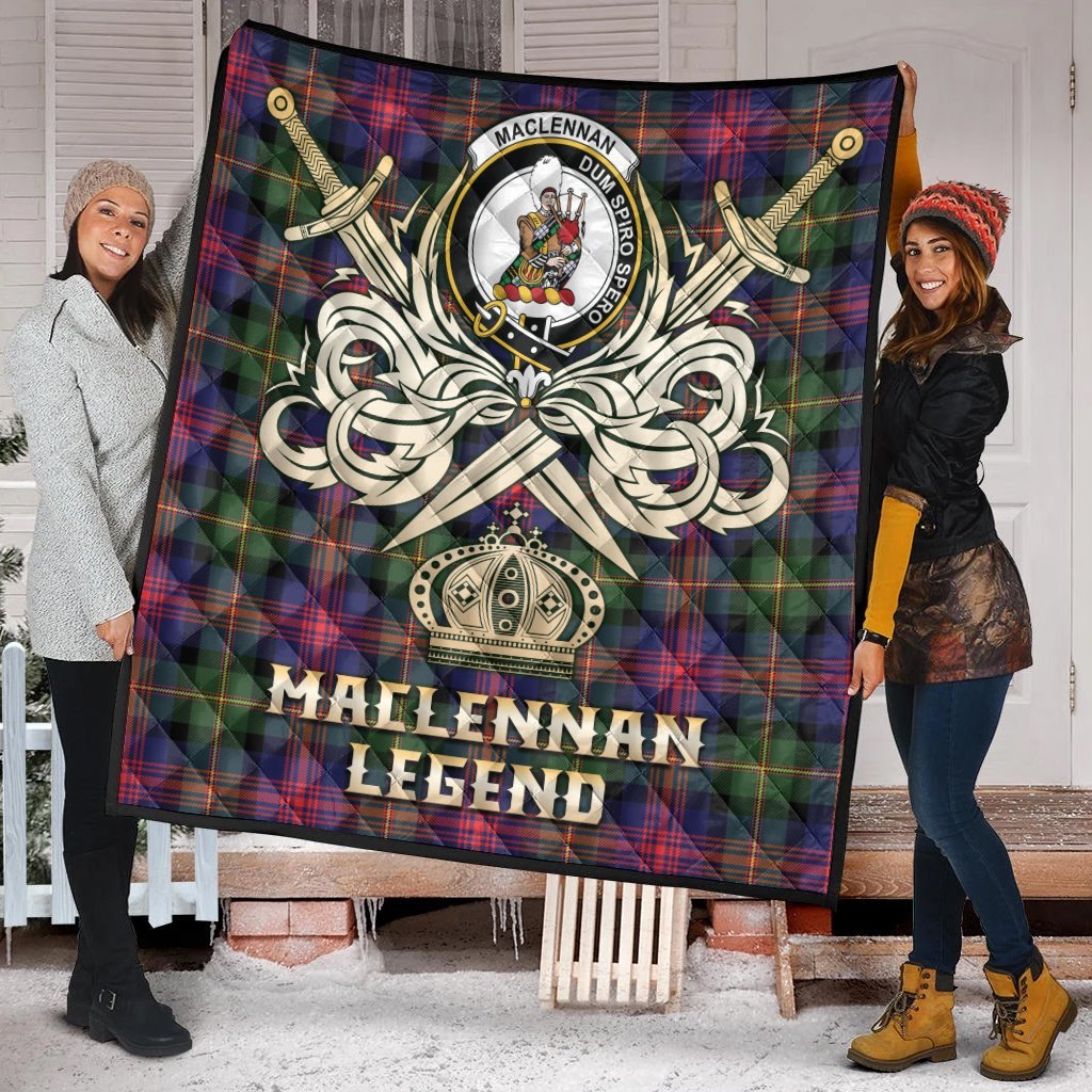 MacLennan Tartan Crest Legend Gold Royal Premium Quilt