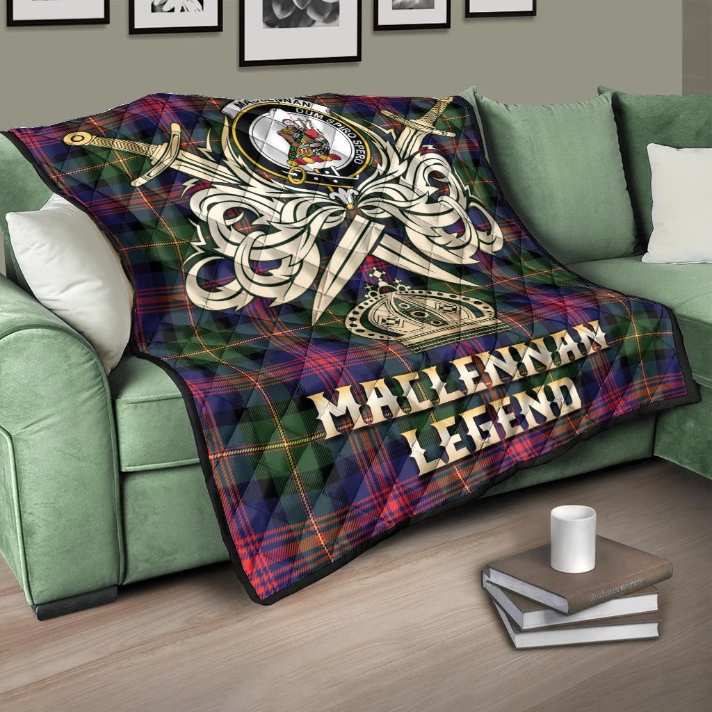MacLennan Tartan Crest Legend Gold Royal Premium Quilt