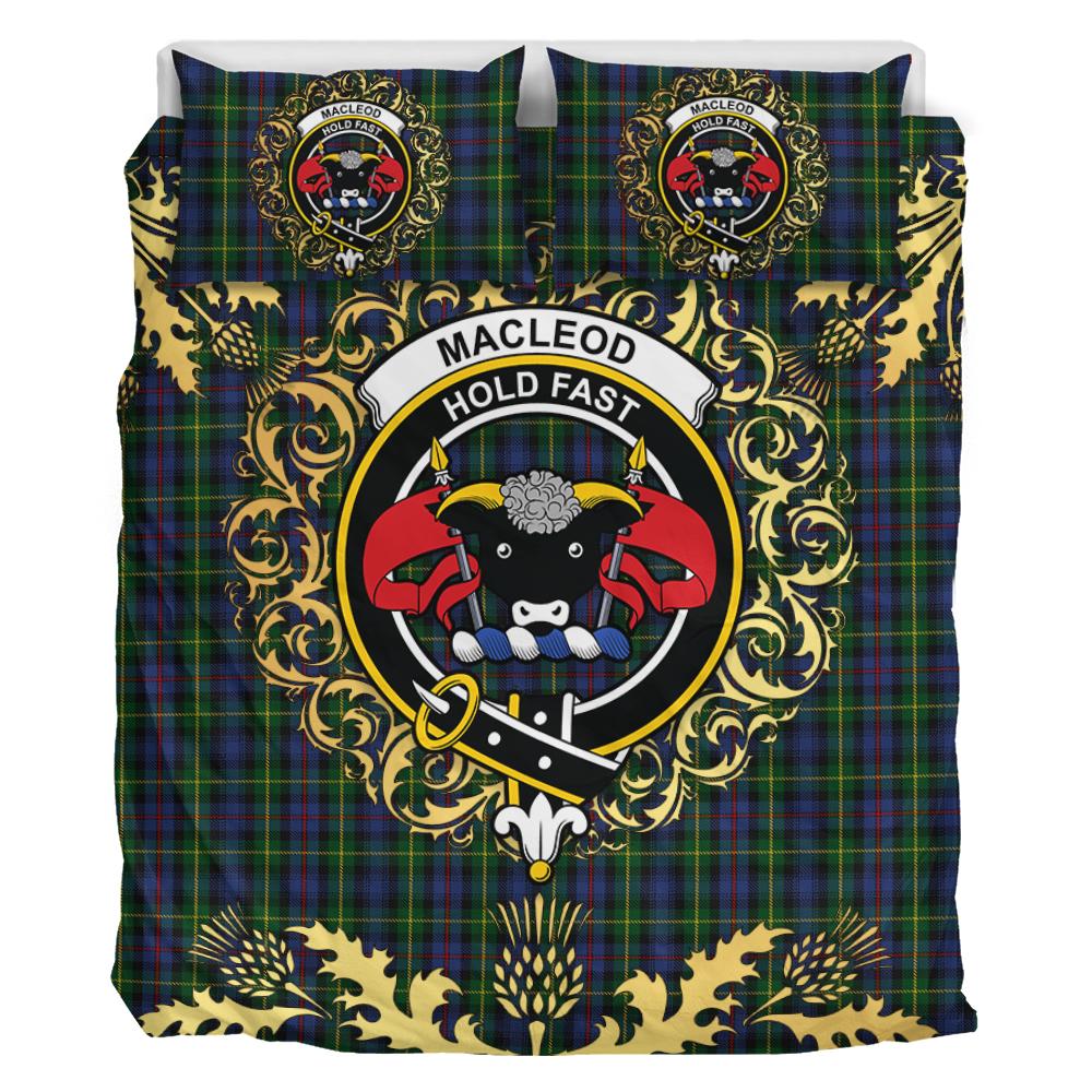 MacLeod of Gesto 01 Tartan Crest Bedding Set - Golden Thistle Style