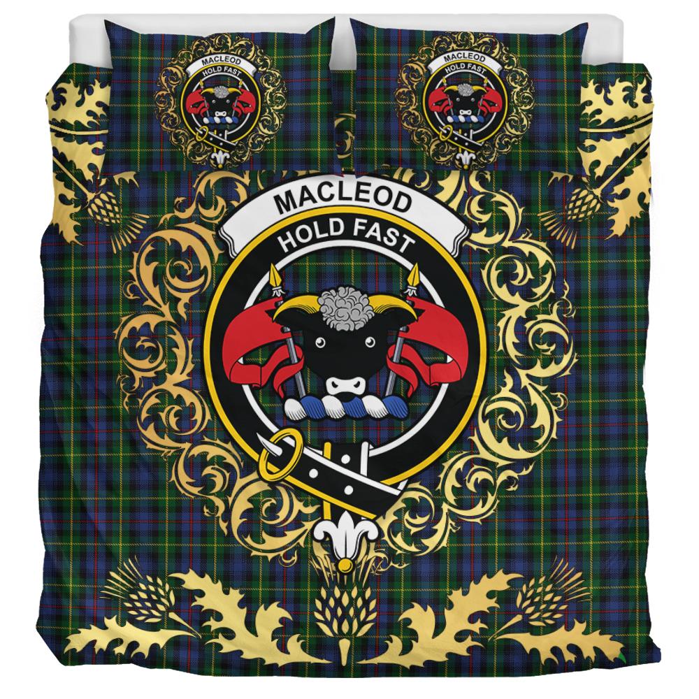 MacLeod of Gesto 01 Tartan Crest Bedding Set - Golden Thistle Style