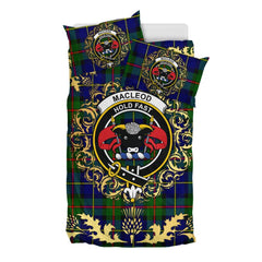 MacLeod of Harris Modern Tartan Crest Bedding Set - Golden Thistle Style