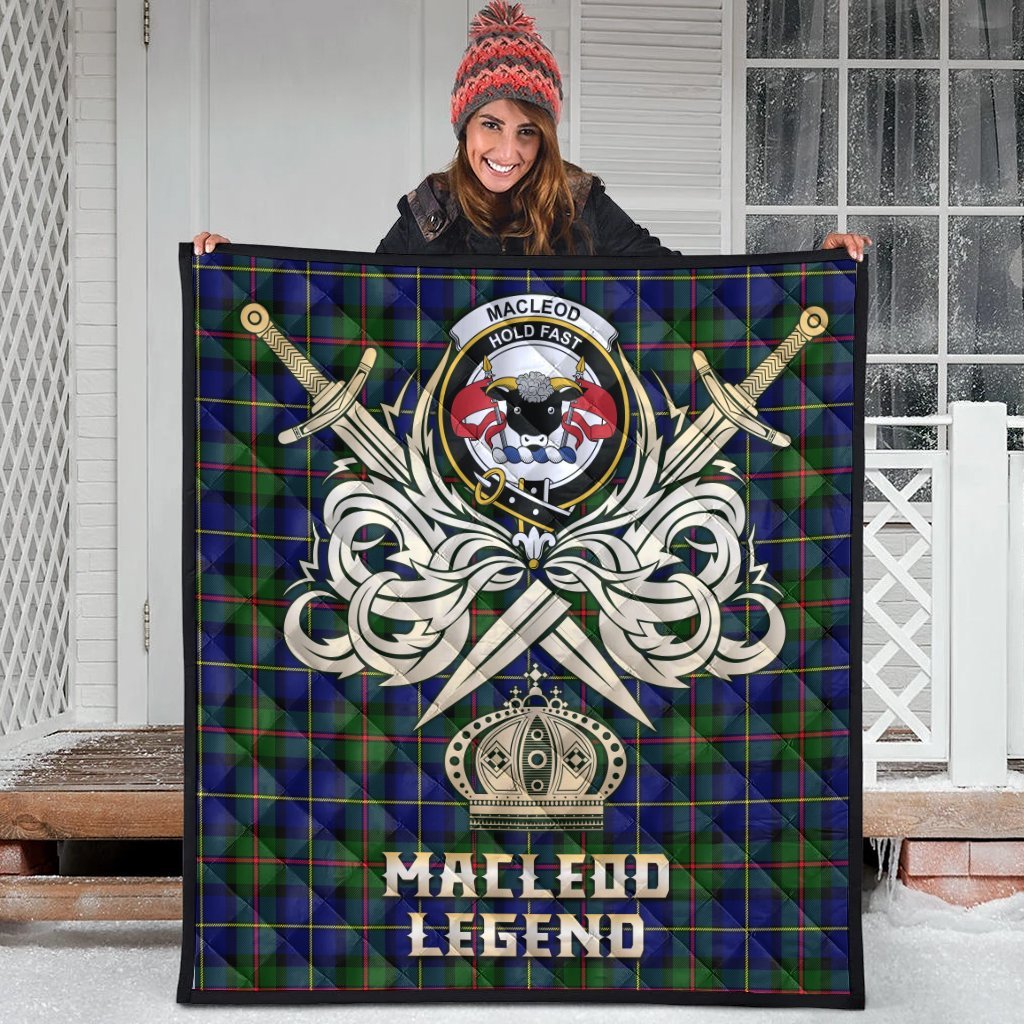 MacLeod of Harris Modern Tartan Crest Legend Gold Royal Premium Quilt