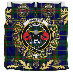MacLeod of Harris Modern Tartan Crest Bedding Set - Golden Thistle Style