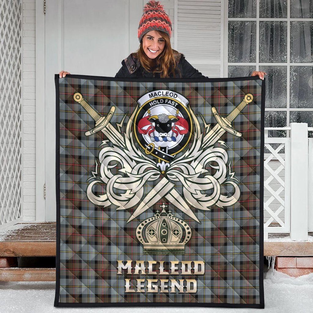 MacLeod of Harris Weathered Tartan Crest Legend Gold Royal Premium Quilt