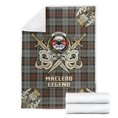 MacLeod of Harris Weathered Tartan Gold Courage Symbol Blanket