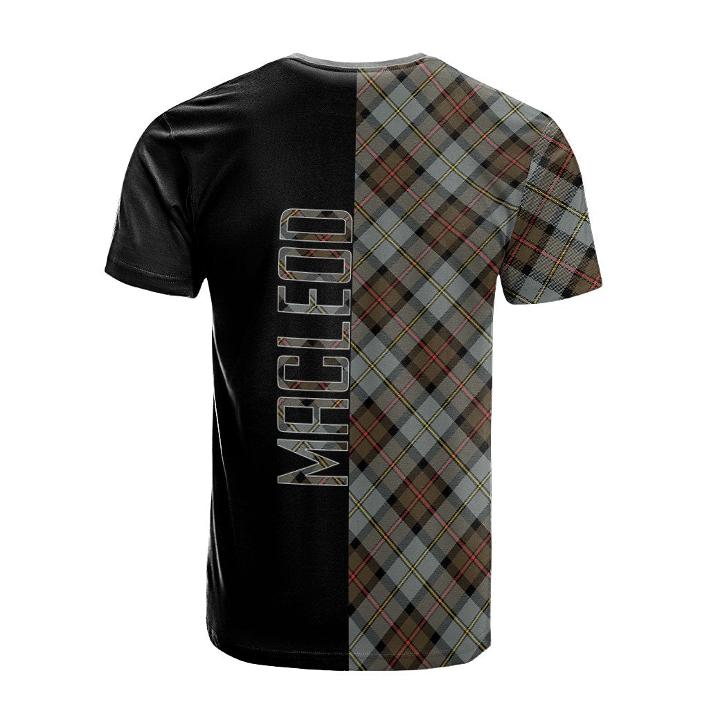 MacLeod of Harris Weathered Tartan T-Shirt Half of Me - Cross Style