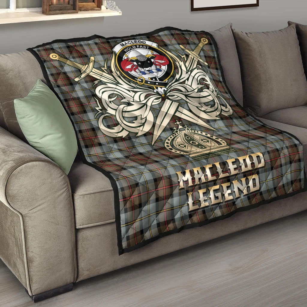 MacLeod of Harris Weathered Tartan Crest Legend Gold Royal Premium Quilt