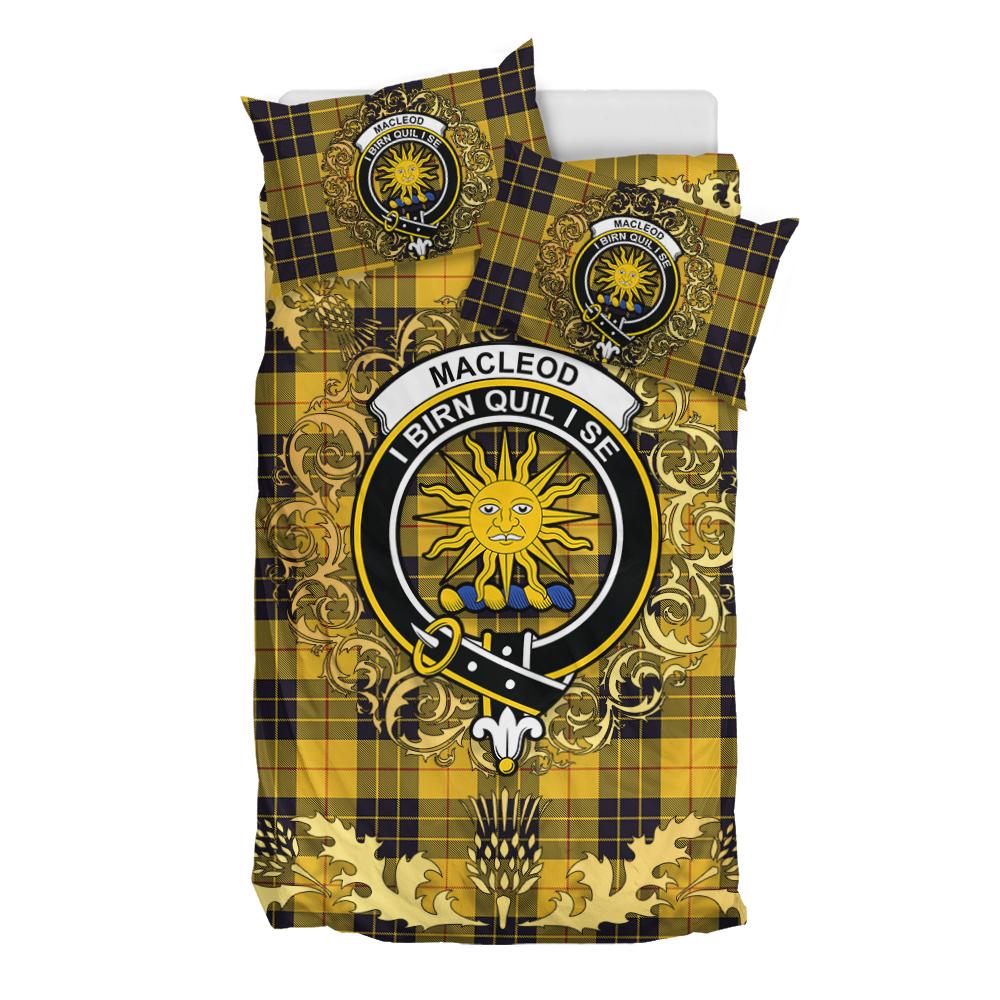 MacLeod of Lewis Ancient Tartan Crest Bedding Set - Golden Thistle Style