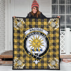 MacLeod of Lewis Ancient Tartan Crest Premium Quilt - Gold Thistle Style