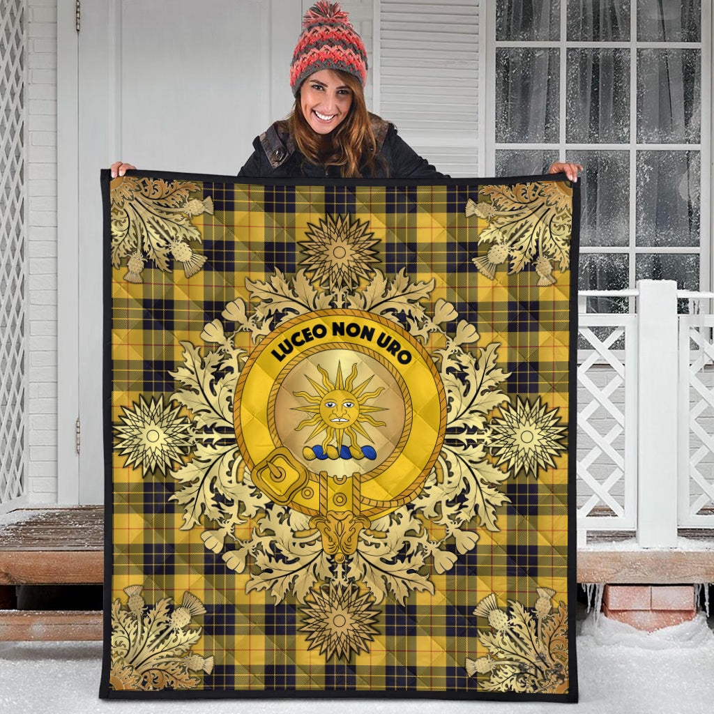 MacLeod of Lewis Ancient Tartan Crest Premium Quilt - Gold Thistle Style