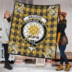 MacLeod of Lewis Ancient Tartan Crest Premium Quilt - Gold Thistle Style