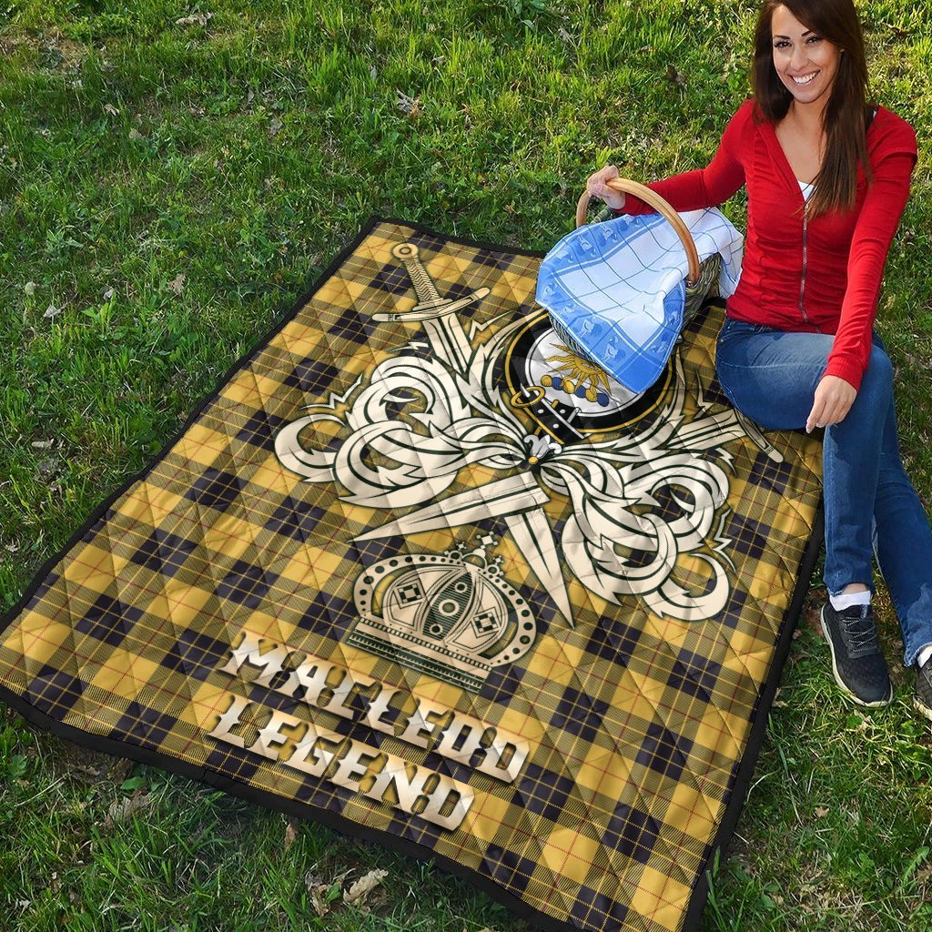 MacLeod of Lewis Ancient Tartan Crest Legend Gold Royal Premium Quilt