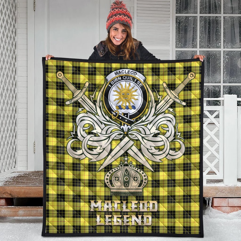 MacLeod of Lewis Modern Tartan Crest Legend Gold Royal Premium Quilt