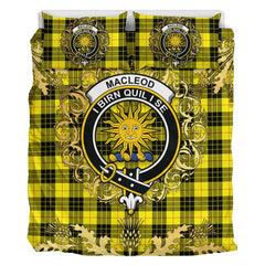 MacLeod of Lewis Modern Tartan Crest Bedding Set - Golden Thistle Style