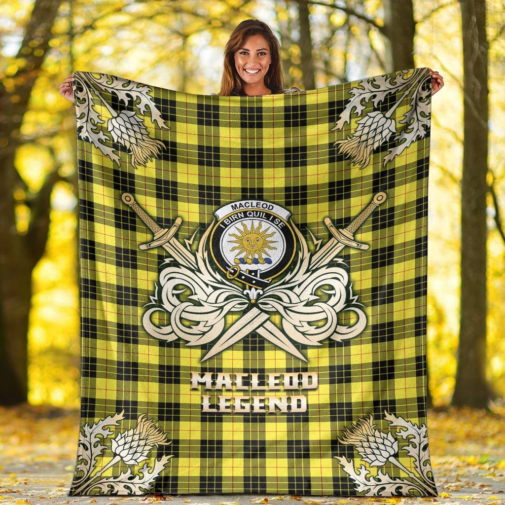 MacLeod of Lewis Modern Tartan Gold Courage Symbol Blanket