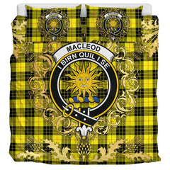 MacLeod of Lewis Modern Tartan Crest Bedding Set - Golden Thistle Style