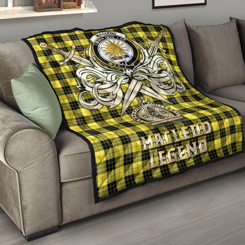 MacLeod of Lewis Modern Tartan Crest Legend Gold Royal Premium Quilt