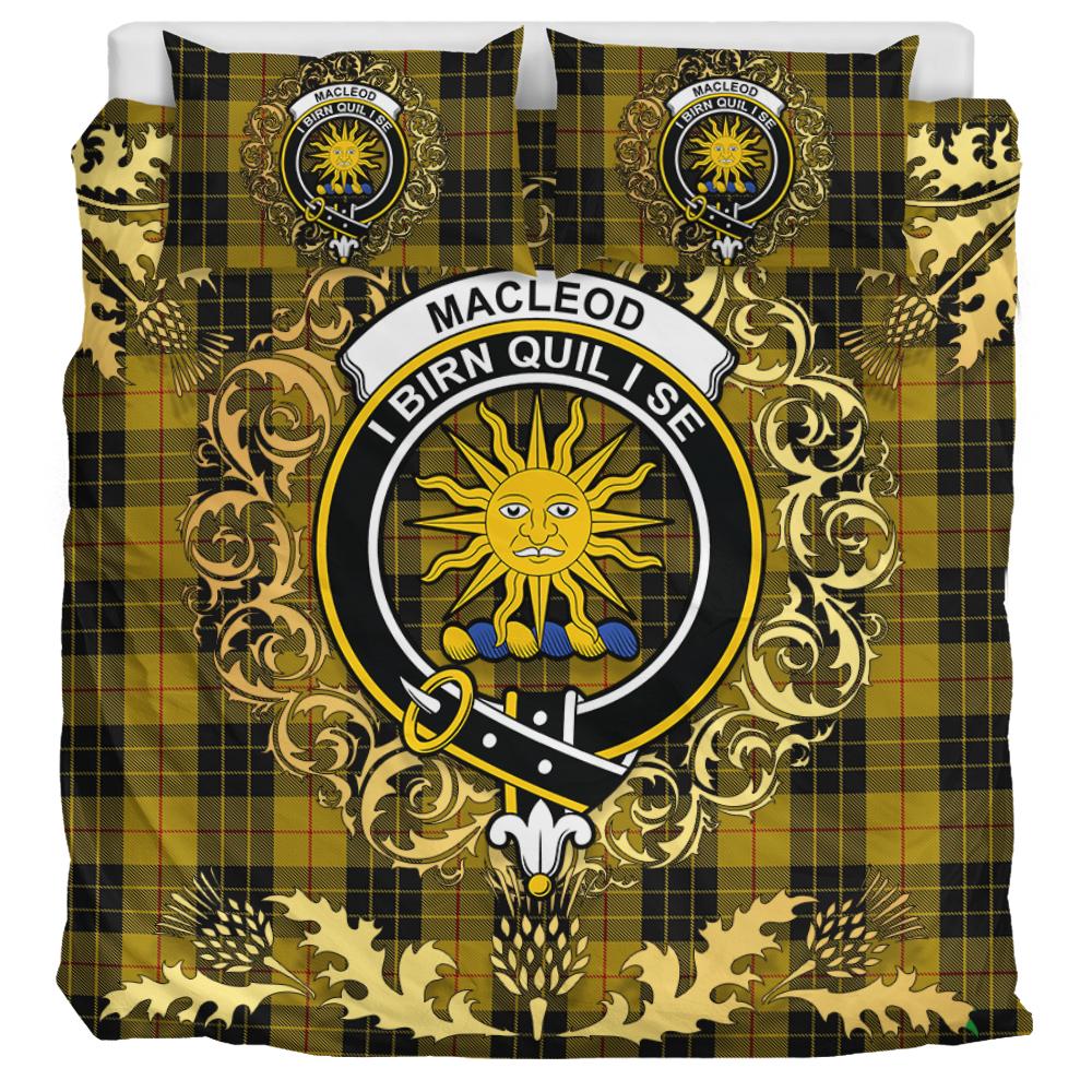MacLeod of Lewis Vestiarium Scoticum Tartan Crest Bedding Set - Golden Thistle Style