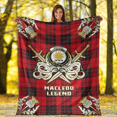 MacLeod of Raasay Tartan Gold Courage Symbol Blanket