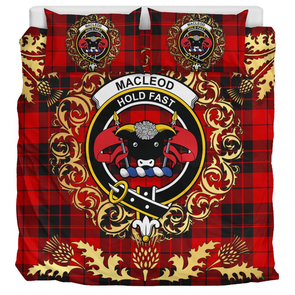 MacLeod of Raasay Tartan Crest Bedding Set - Golden Thistle Style