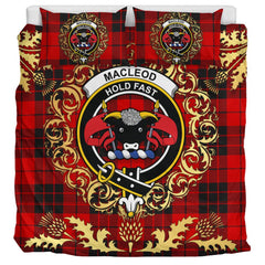 MacLeod of Raasay Tartan Crest Bedding Set - Golden Thistle Style