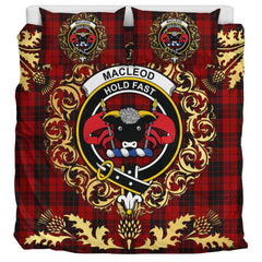 MacLeod of Raasay Highland Tartan Crest Bedding Set - Golden Thistle Style