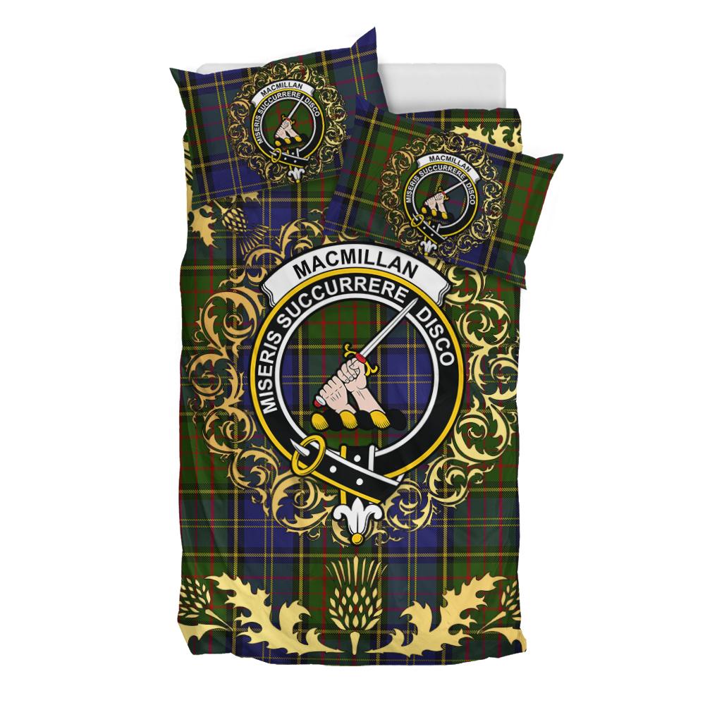 MacMillan Hunting 02 Tartan Crest Bedding Set - Golden Thistle Style