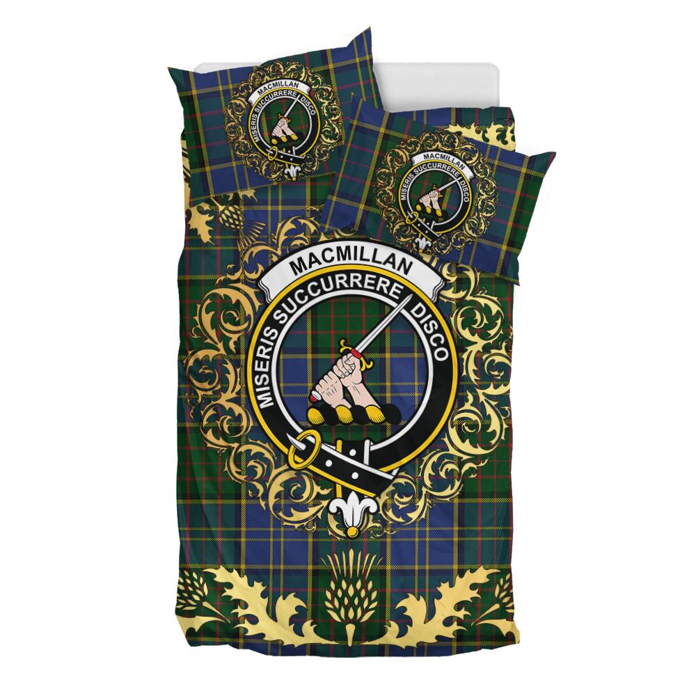 MacMillan Hunting Tartan Crest Bedding Set - Golden Thistle Style