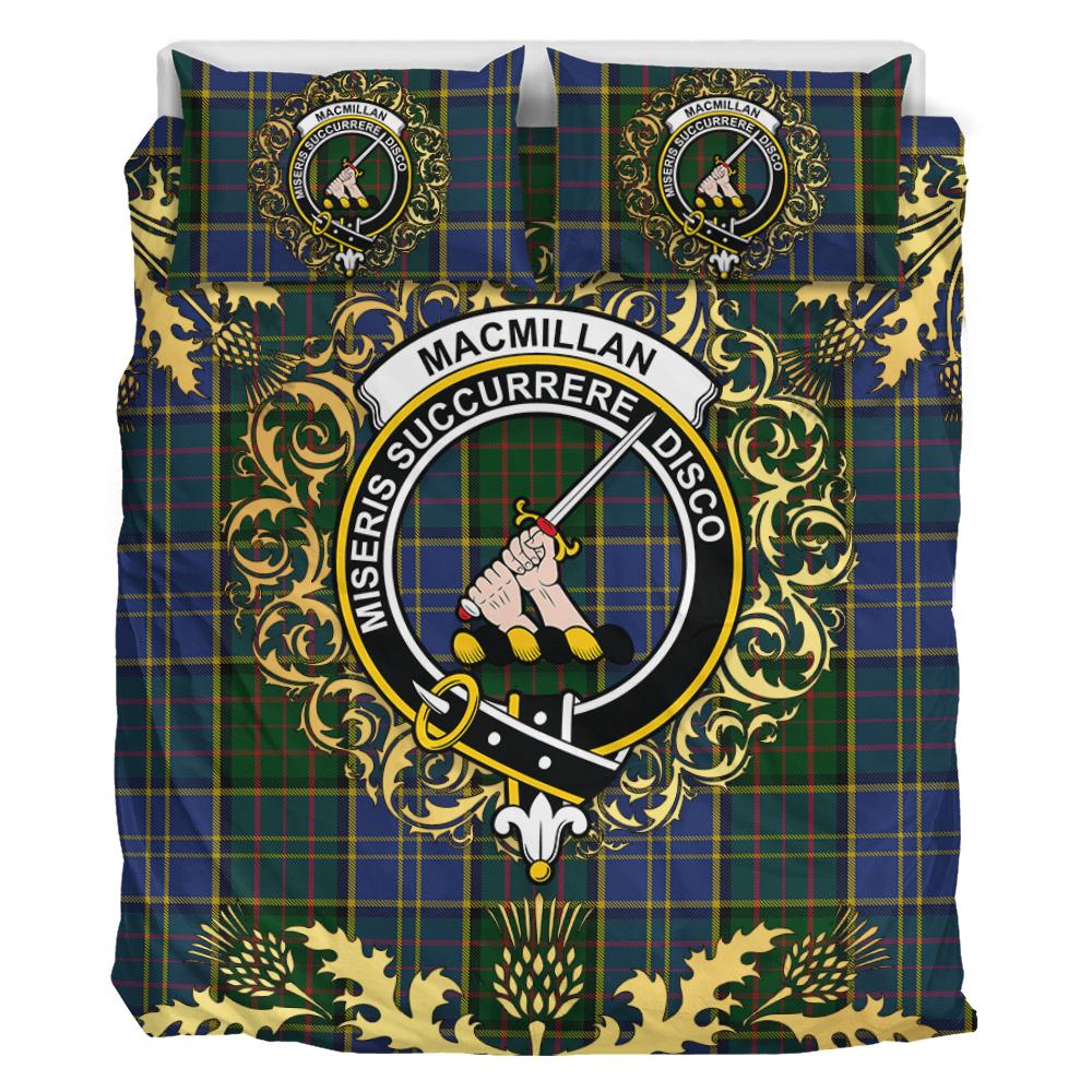MacMillan Hunting Tartan Crest Bedding Set - Golden Thistle Style