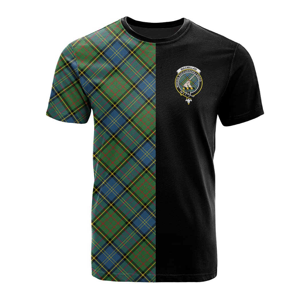 MacMillan Hunting Ancient Tartan T-Shirt Half of Me - Cross Style