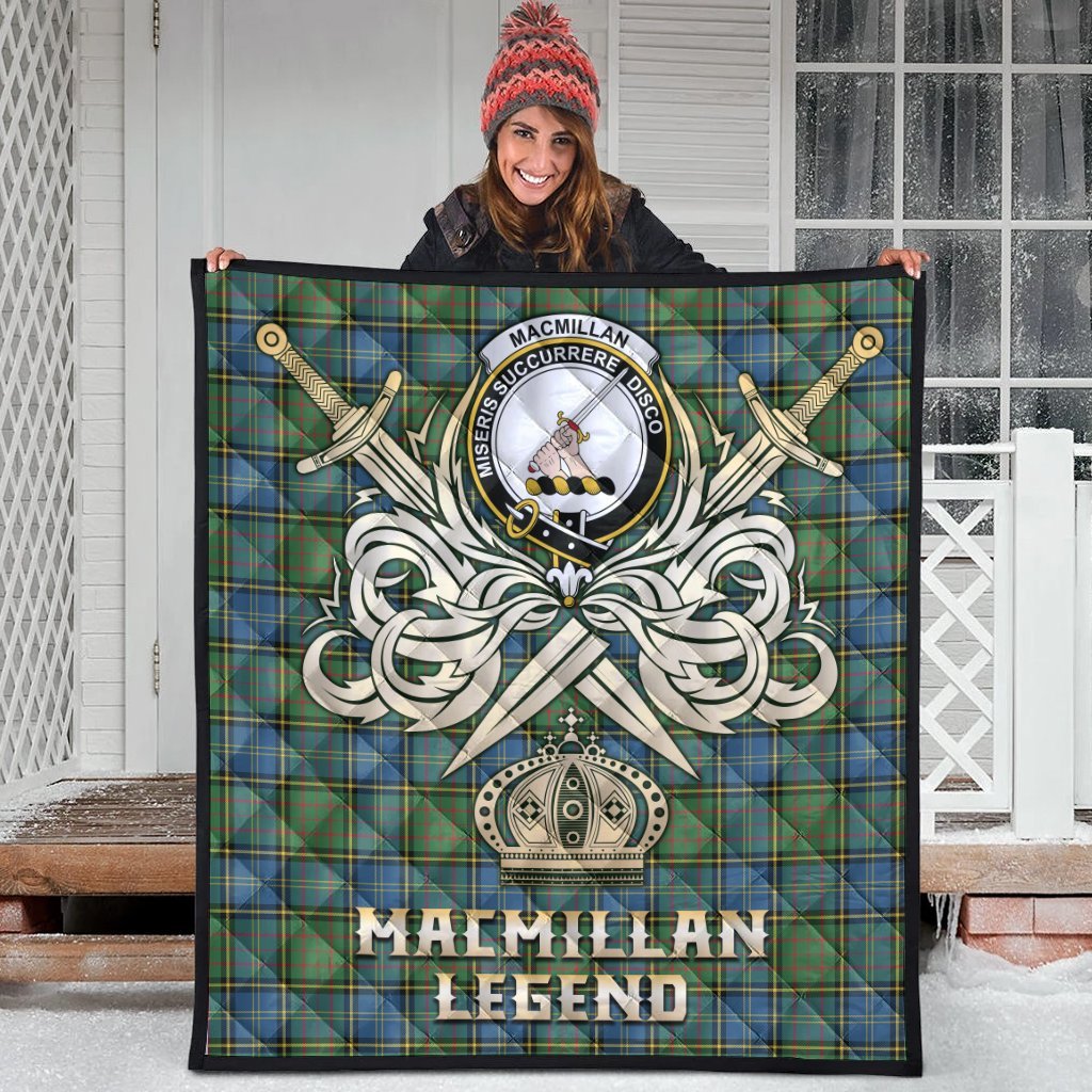 MacMillan Hunting Ancient Tartan Crest Legend Gold Royal Premium Quilt