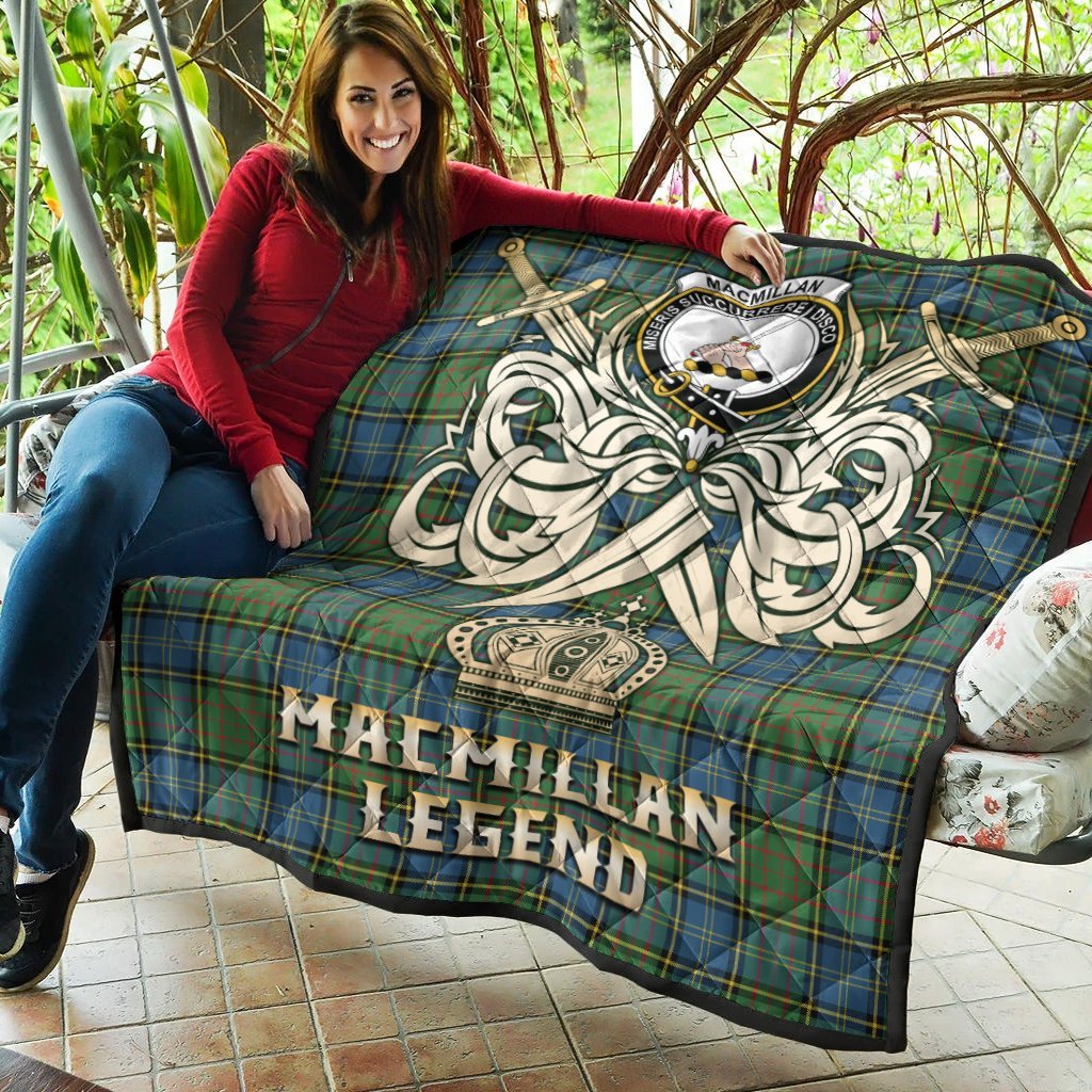 MacMillan Hunting Ancient Tartan Crest Legend Gold Royal Premium Quilt