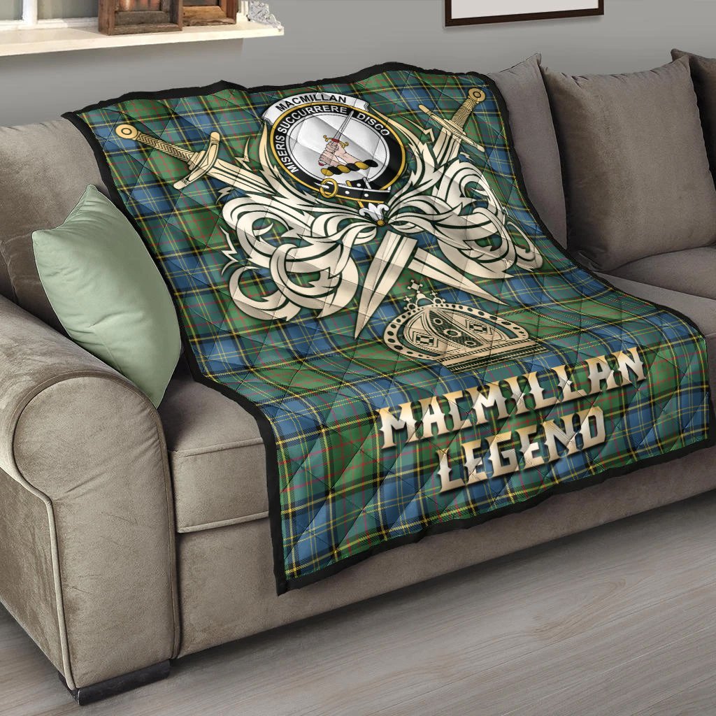 MacMillan Hunting Ancient Tartan Crest Legend Gold Royal Premium Quilt