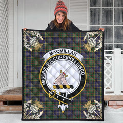 MacMillan Hunting Modern Tartan Crest Premium Quilt - Gold Thistle Style