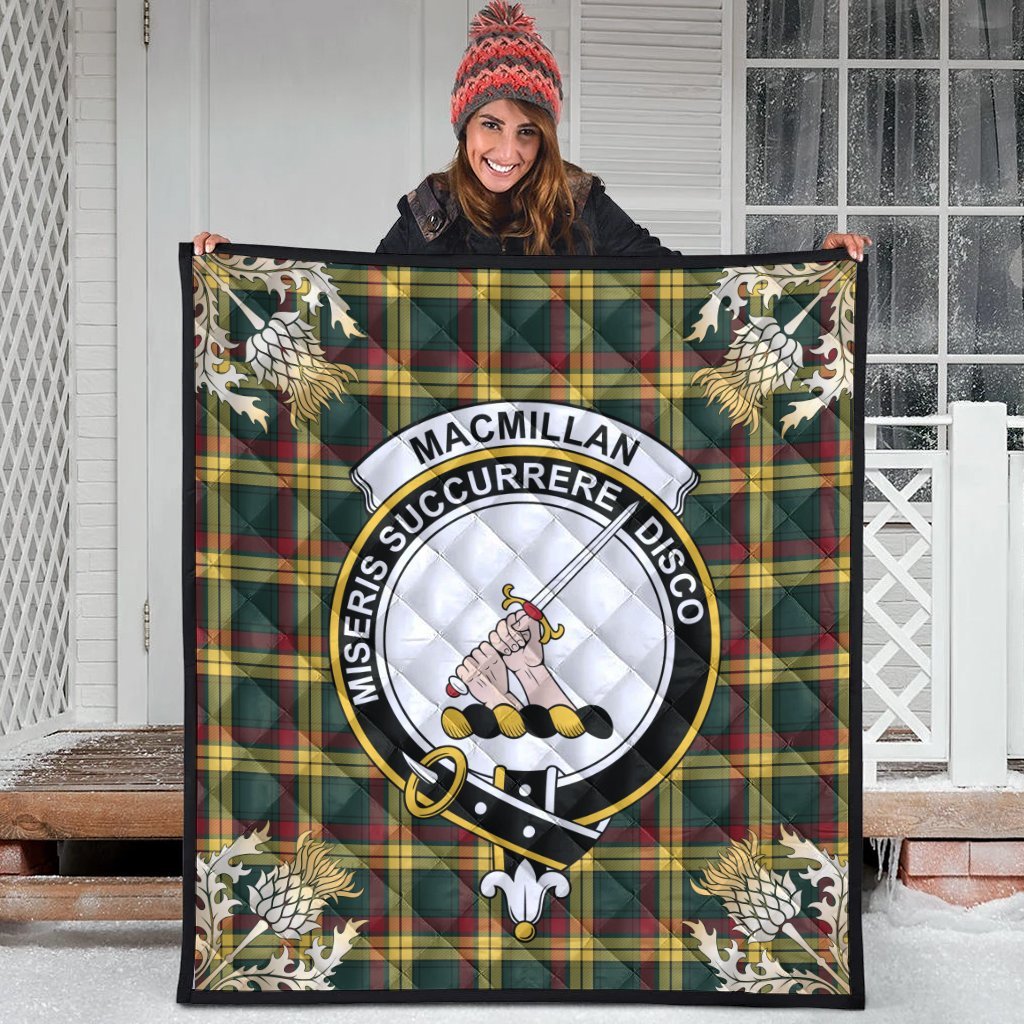 MacMillan Old Modern Tartan Crest Premium Quilt - Gold Thistle Style