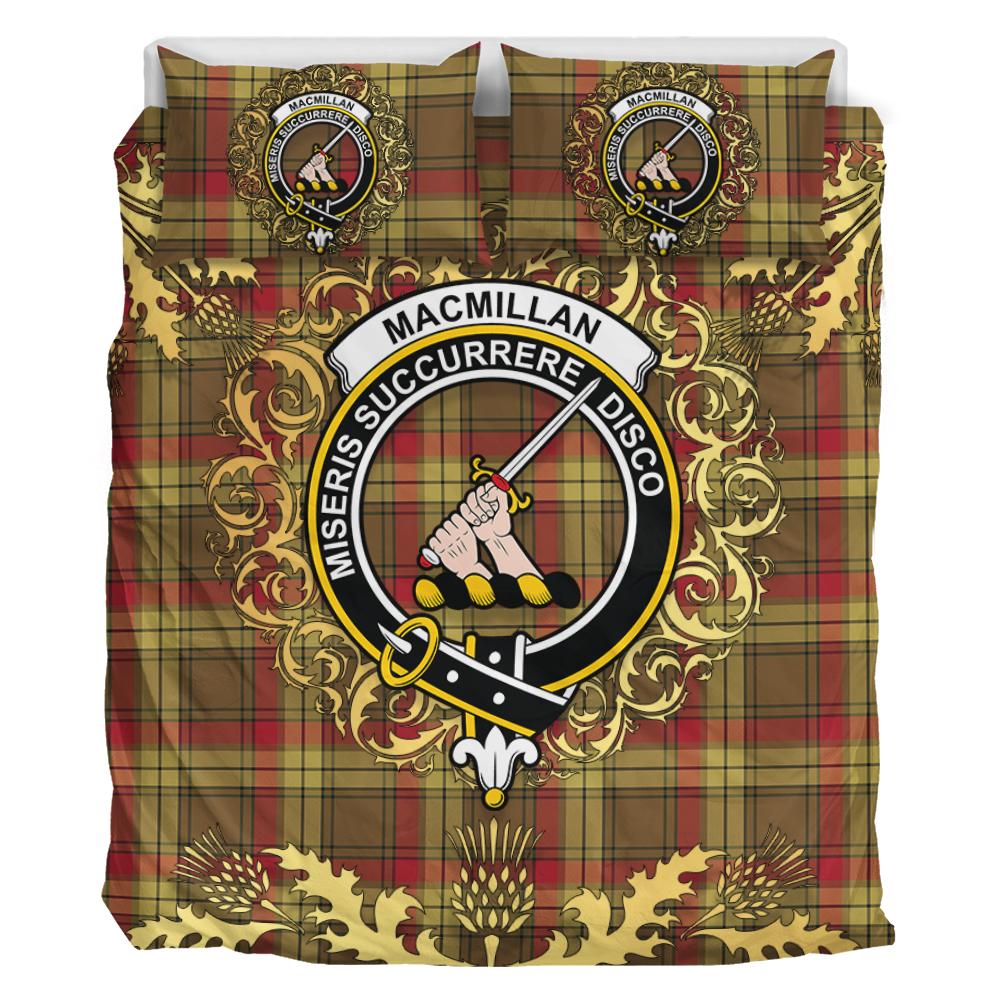 MacMillan Old Weathered Tartan Crest Bedding Set - Golden Thistle Style
