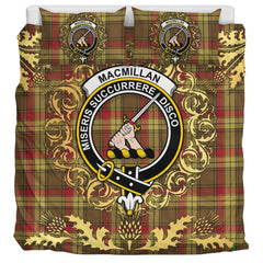 MacMillan Old Weathered Tartan Crest Bedding Set - Golden Thistle Style