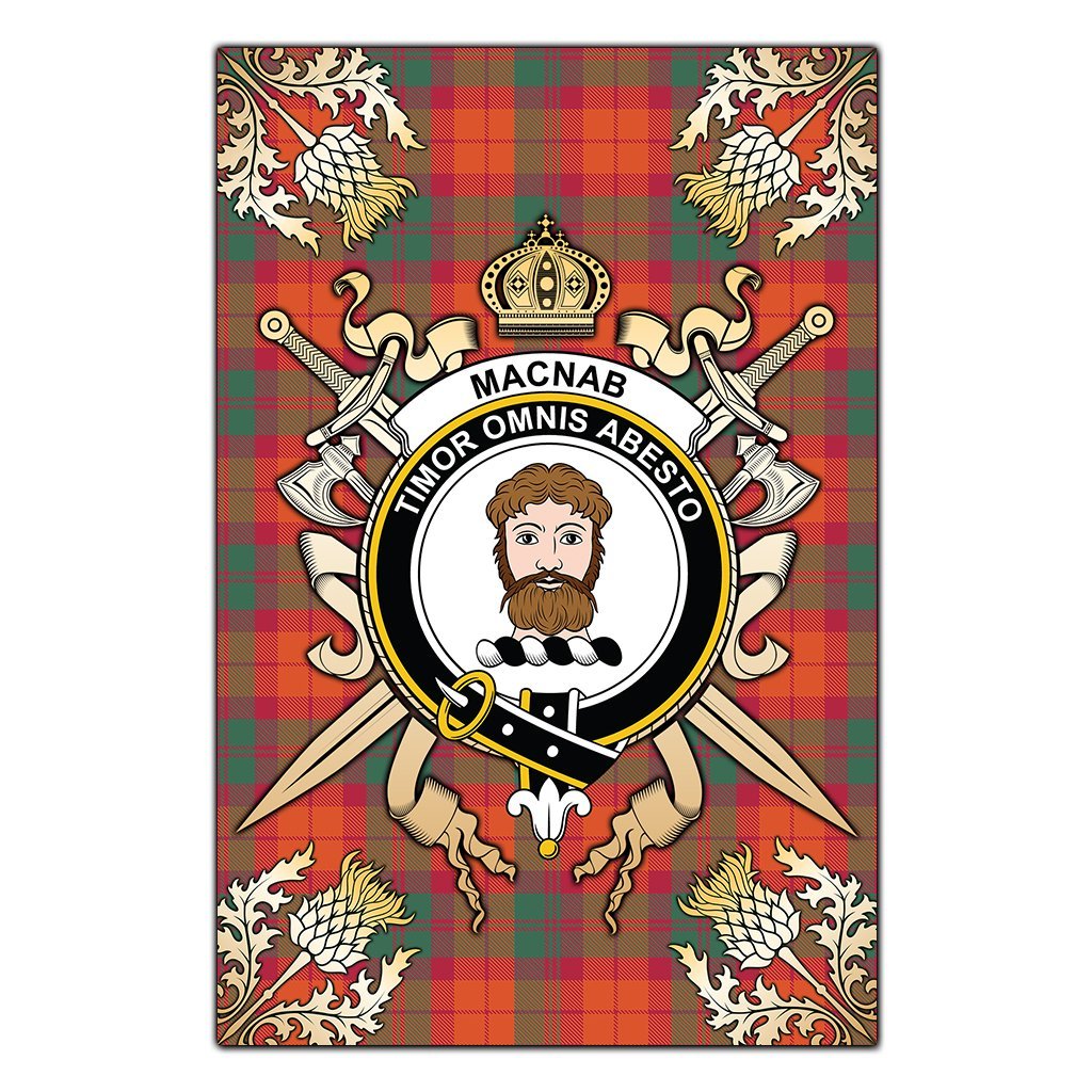 MacNab Ancient Tartan Crest Black Garden Flag - Gold Thistle Style