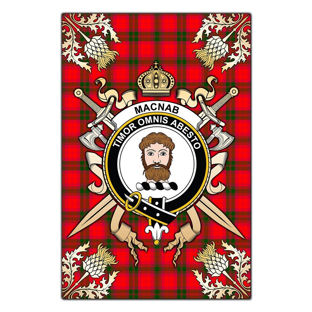 MacNab Modern Tartan Crest Black Garden Flag - Gold Thistle Style