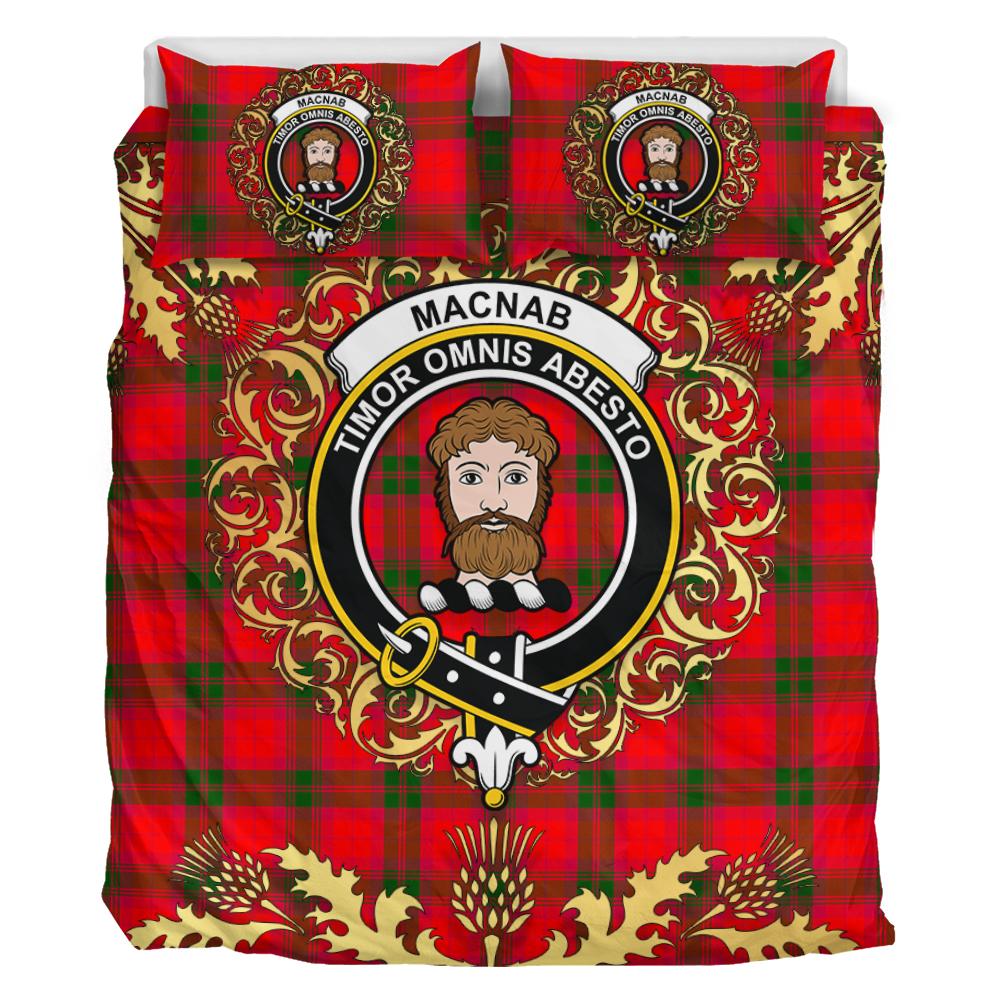 MacNab Modern Tartan Crest Bedding Set - Golden Thistle Style