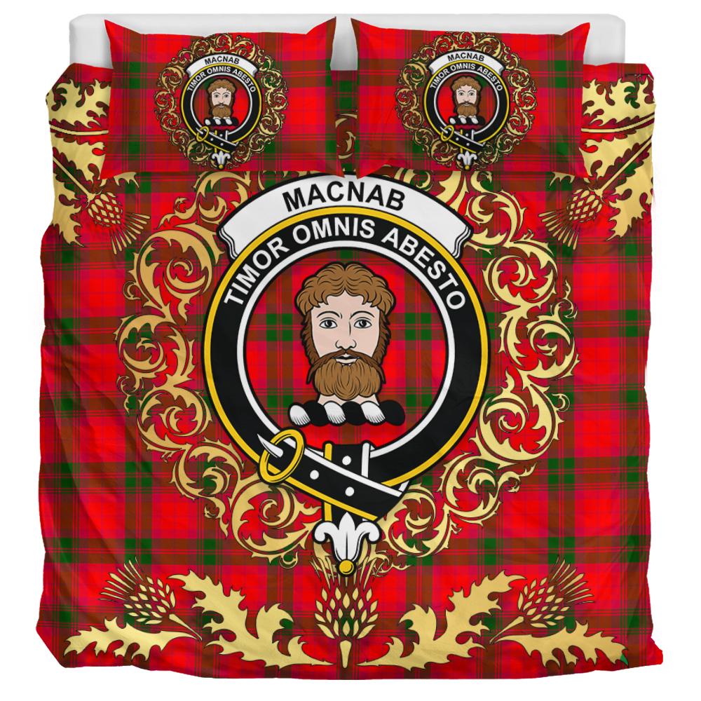 MacNab Modern Tartan Crest Bedding Set - Golden Thistle Style