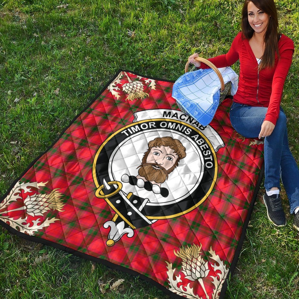 MacNab Modern Tartan Crest Premium Quilt - Gold Thistle Style