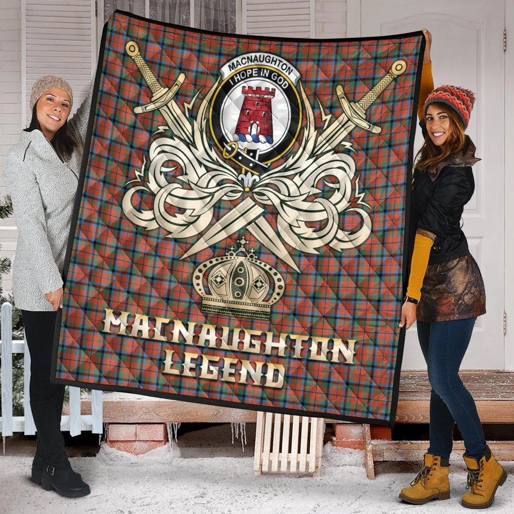 MacNaughton Ancient Tartan Crest Legend Gold Royal Premium Quilt