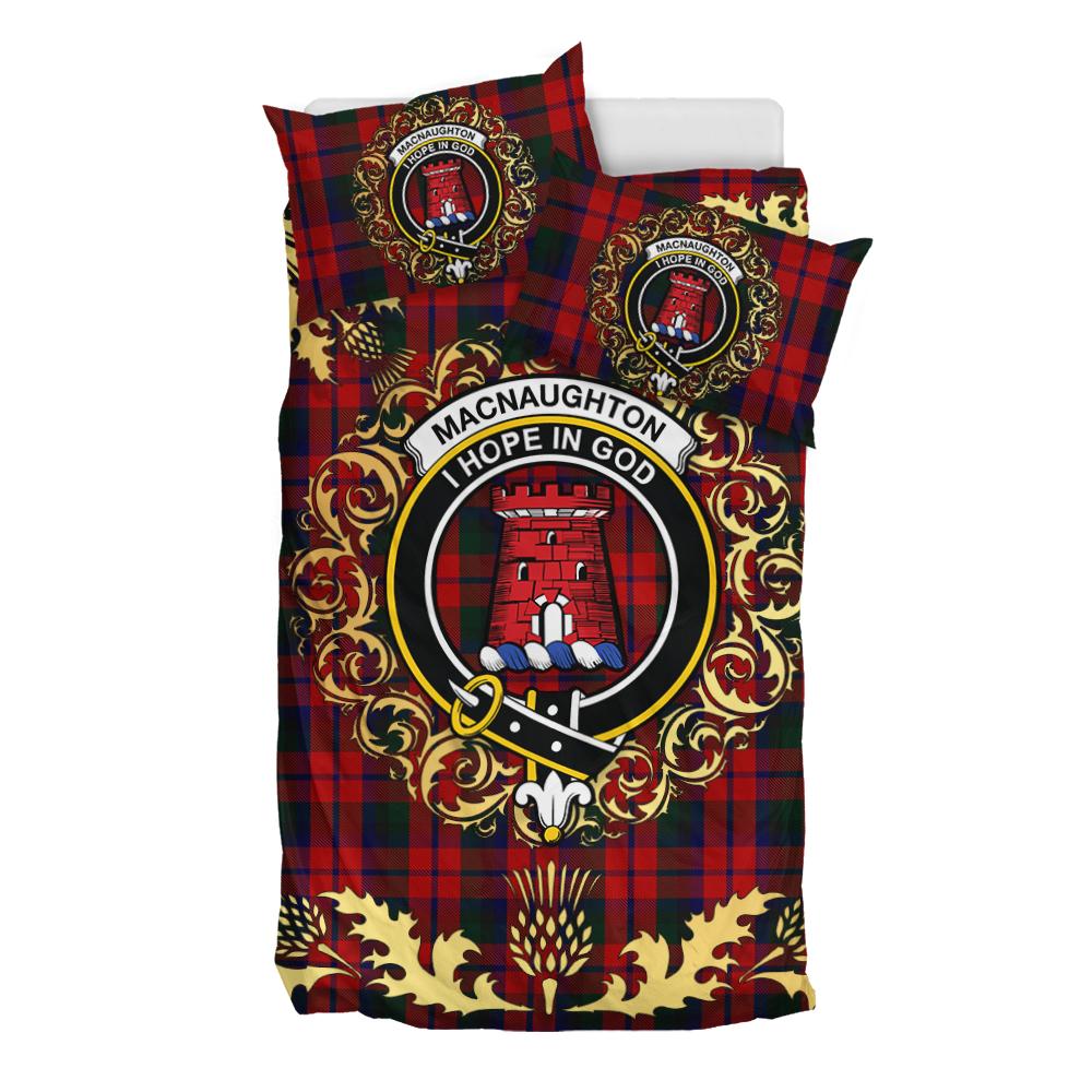 MacNaughton Logan Tartan Crest Bedding Set - Golden Thistle Style